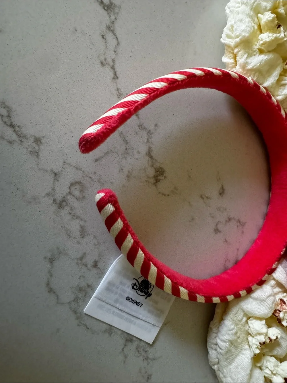 Disney Kids Cream Popcorn Ears Headband with Red Bow
